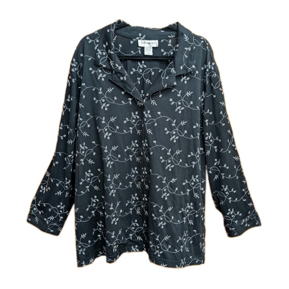 C.D. Daniels Women's 3X Shirt Button-Down Front Embroidered Heavy Weight Top